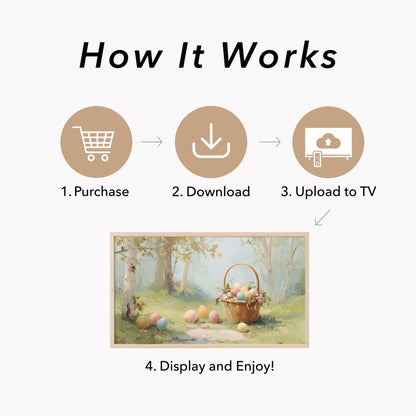 Easter Egg Basket in Woodland Frame TV Art displayed on a TV