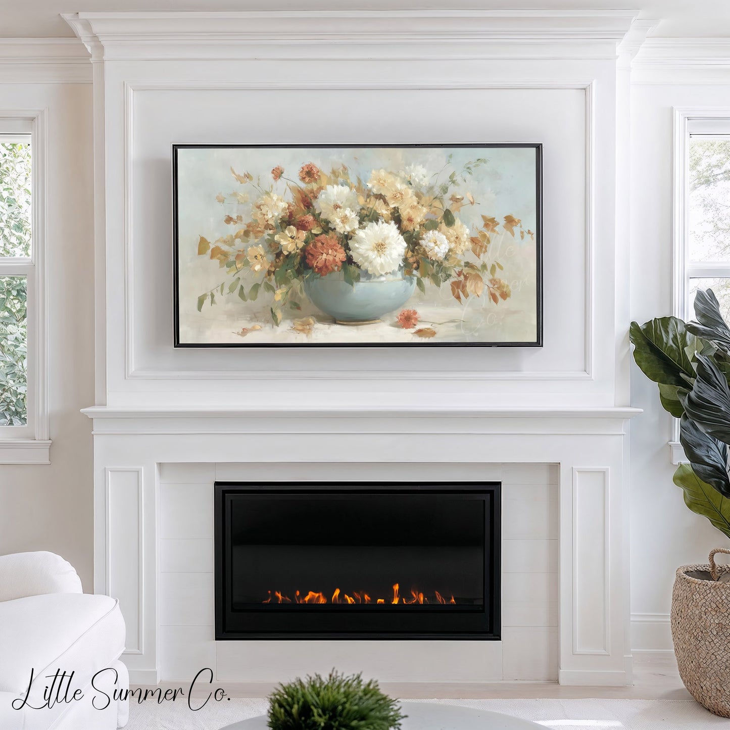 Flower Bowl Arrangement Frame TV Art displayed on a TV