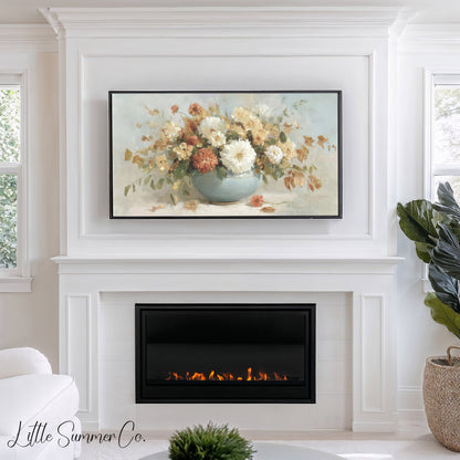 Flower Bowl Arrangement Frame TV Art displayed on a TV