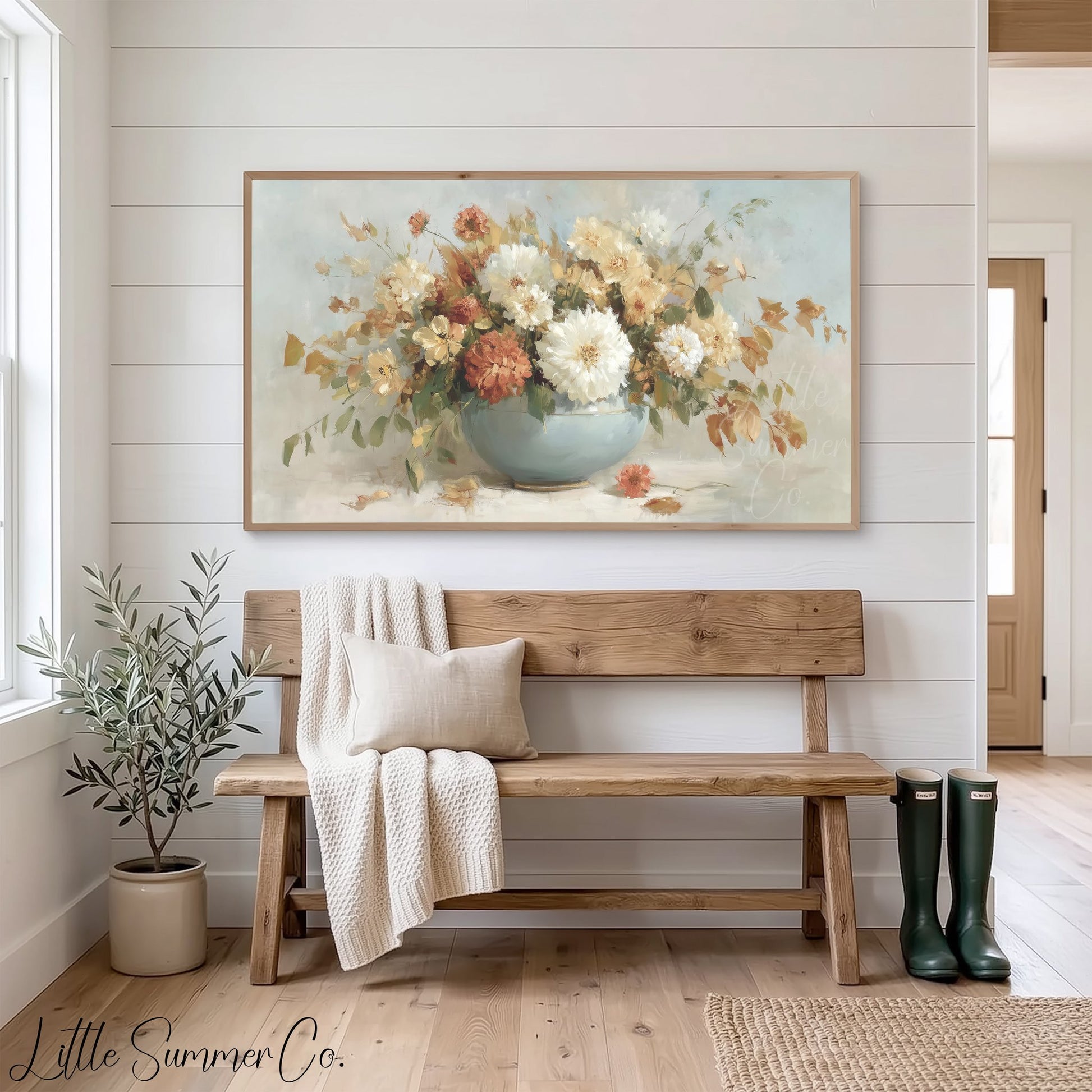 Flower Bowl Arrangement Frame TV Art displayed on a TV