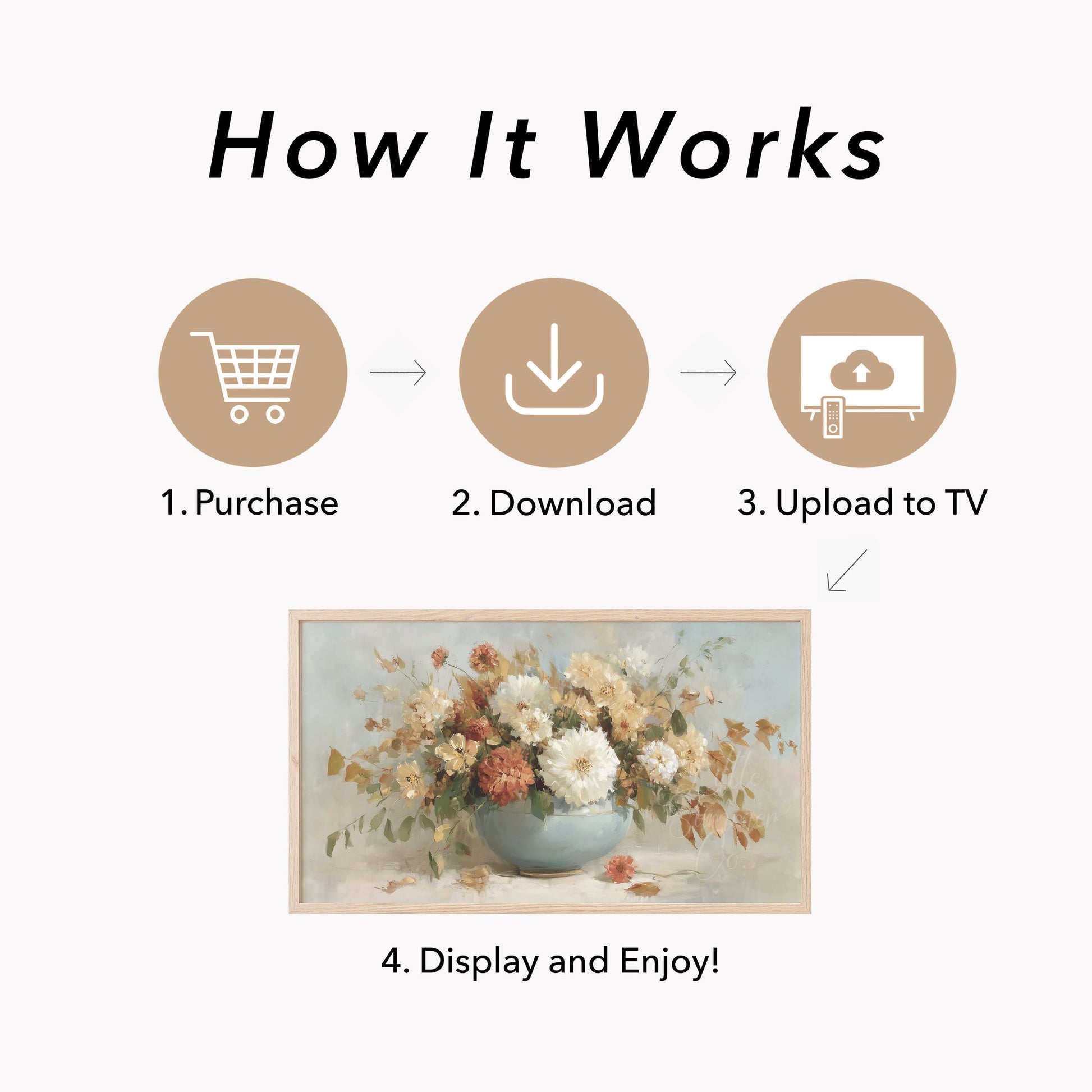 Flower Bowl Arrangement Frame TV Art displayed on a TV