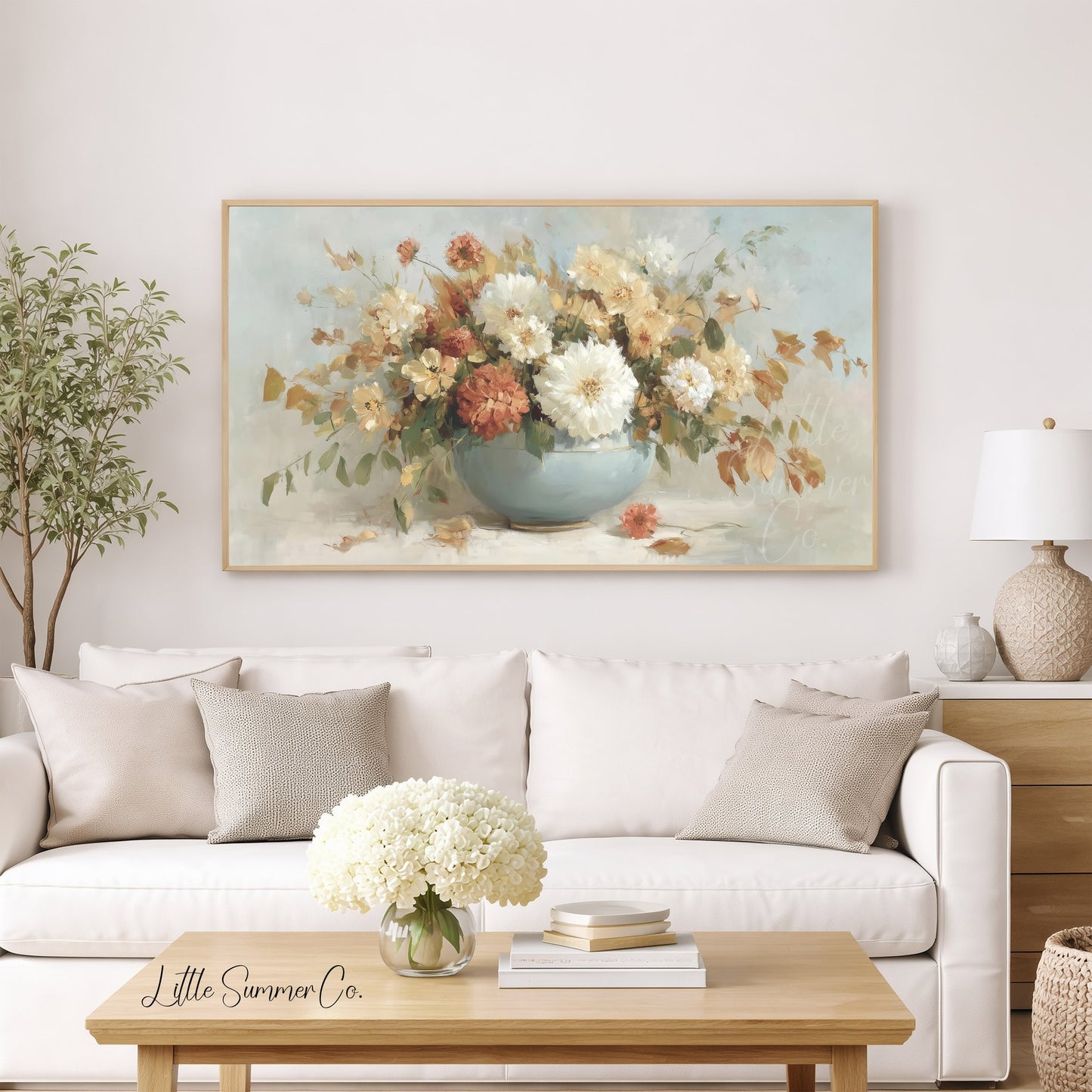 Flower Bowl Arrangement Frame TV Art displayed on a TV