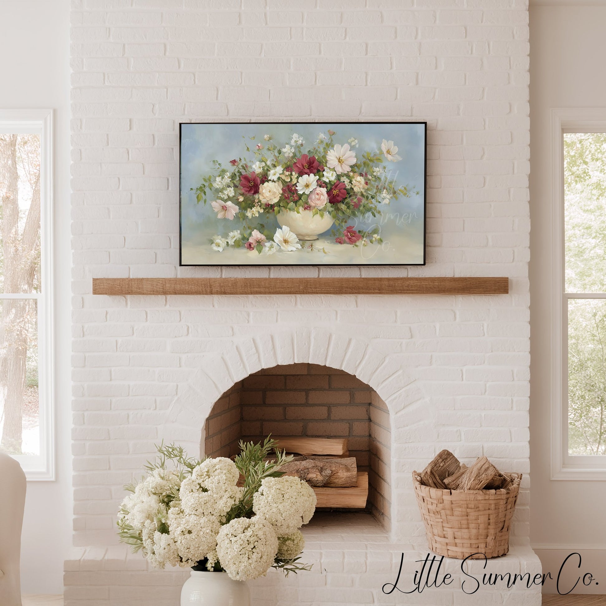 Garden Flower Bouquet Frame TV Art displayed on a TV