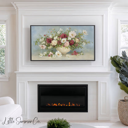 Garden Flower Bouquet Frame TV Art displayed on a TV