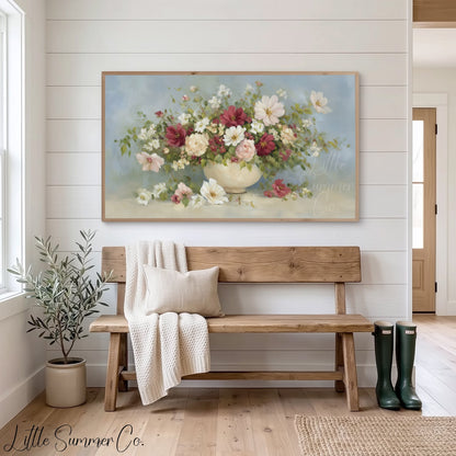 Garden Flower Bouquet Frame TV Art displayed on a TV