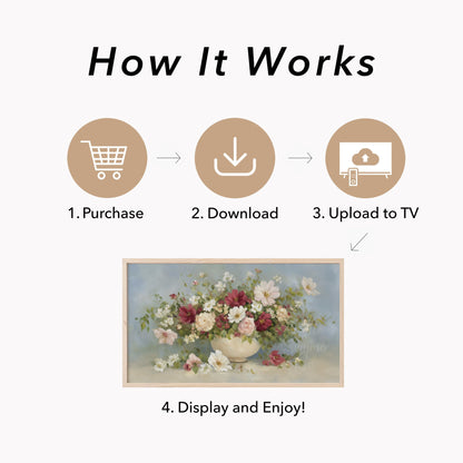 Garden Flower Bouquet Frame TV Art displayed on a TV