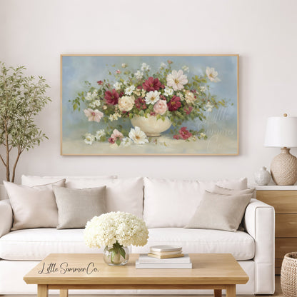 Garden Flower Bouquet Frame TV Art displayed on a TV