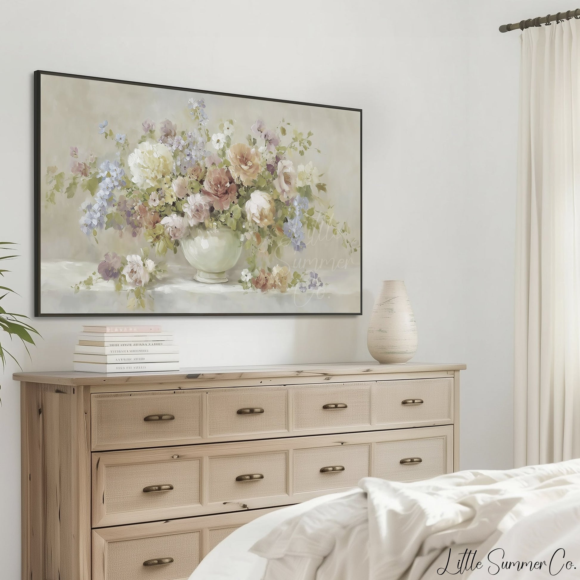 Rose Blossom Bouquet Frame TV Art displayed on a TV