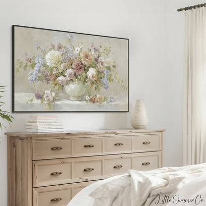 Rose Blossom Bouquet Frame TV Art displayed on a TV