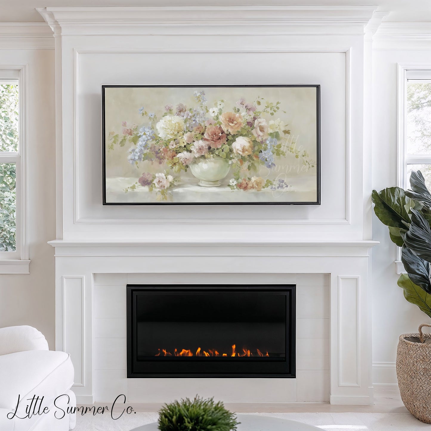 Rose Blossom Bouquet Frame TV Art displayed on a TV