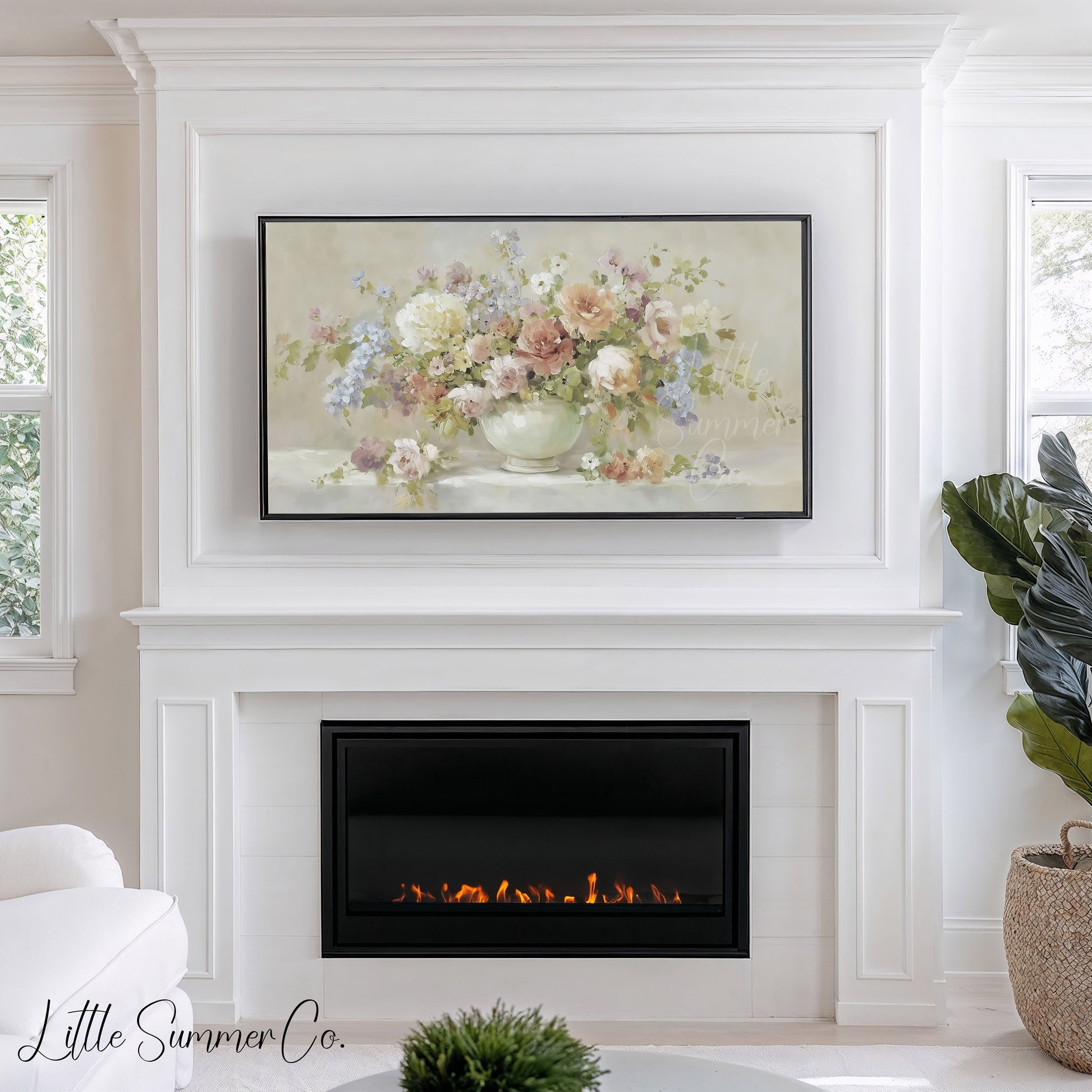 Rose Blossom Bouquet Frame TV Art displayed on a TV