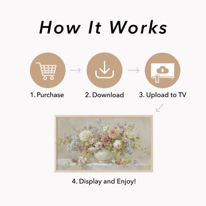 Rose Blossom Bouquet Frame TV Art displayed on a TV