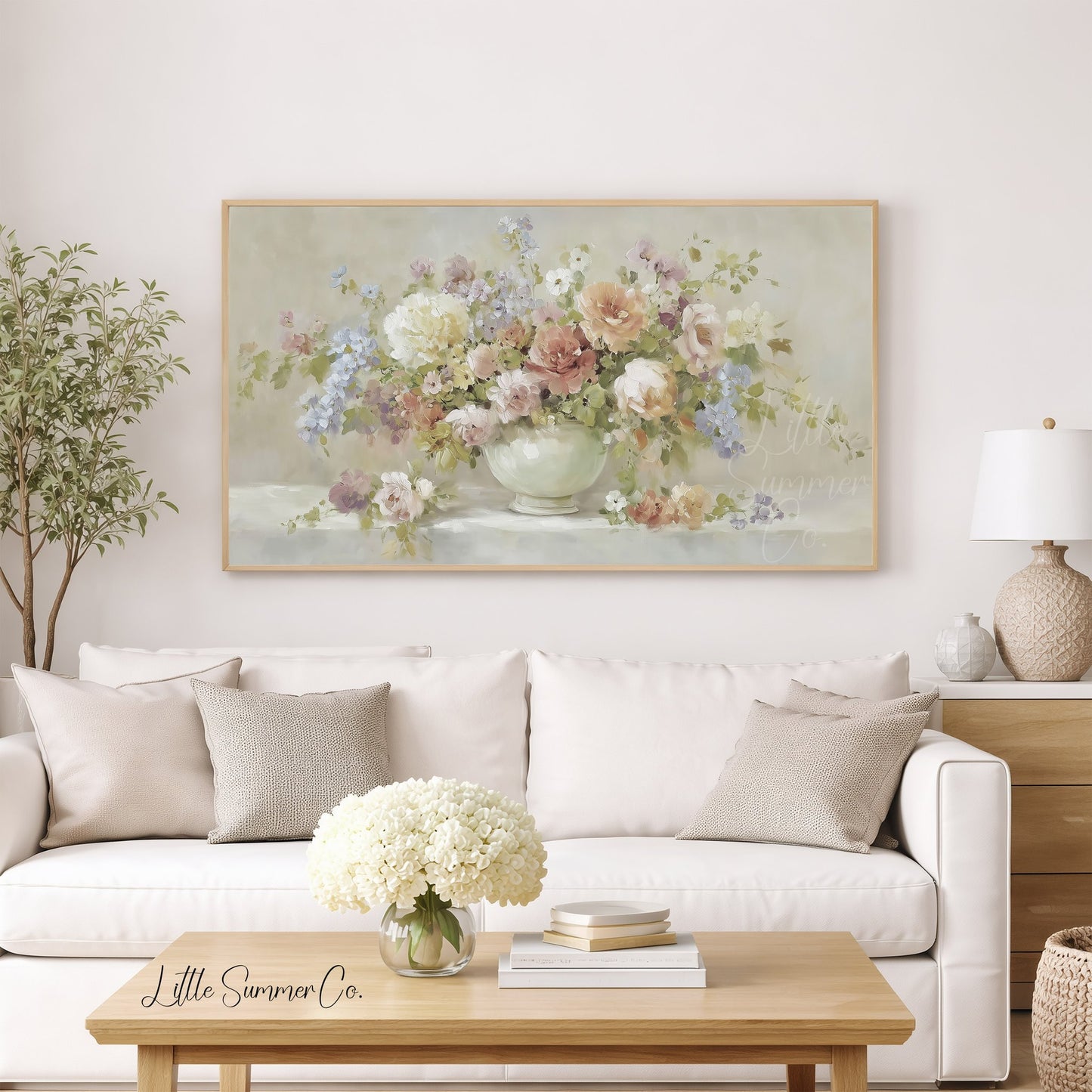 Rose Blossom Bouquet Frame TV Art displayed on a TV