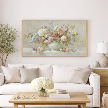 Rose Blossom Bouquet Frame TV Art displayed on a TV