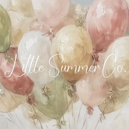 Pastel Party Balloons Frame TV Art displayed on a TV