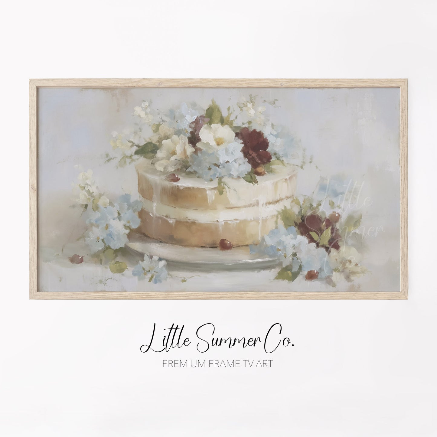Floral Celebration Cake Frame TV Art displayed on a TV