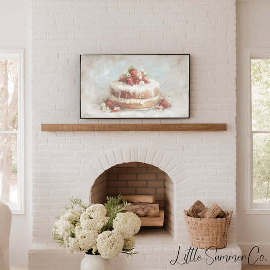 Strawberry Cake Frame TV Art displayed on a TV