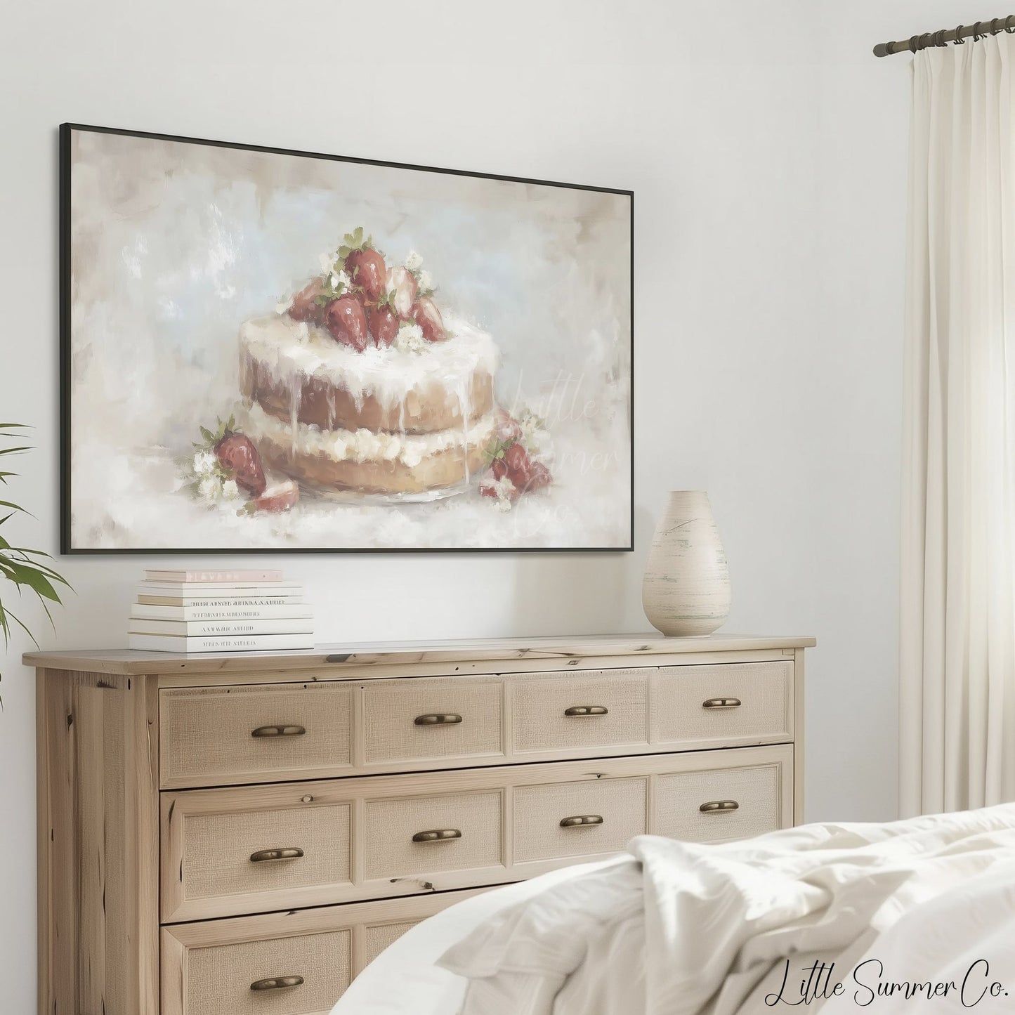 Strawberry Cake Frame TV Art displayed on a TV