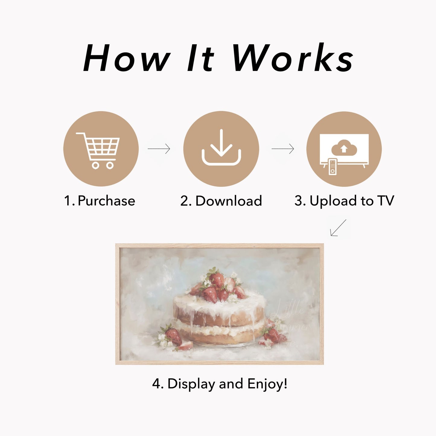Strawberry Cake Frame TV Art displayed on a TV