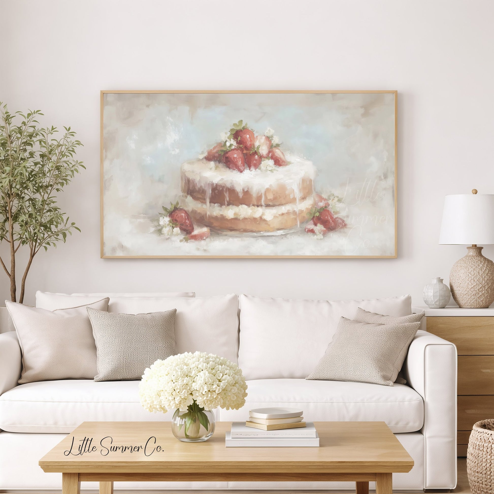 Strawberry Cake Frame TV Art displayed on a TV