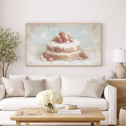Strawberry Cake Frame TV Art displayed on a TV