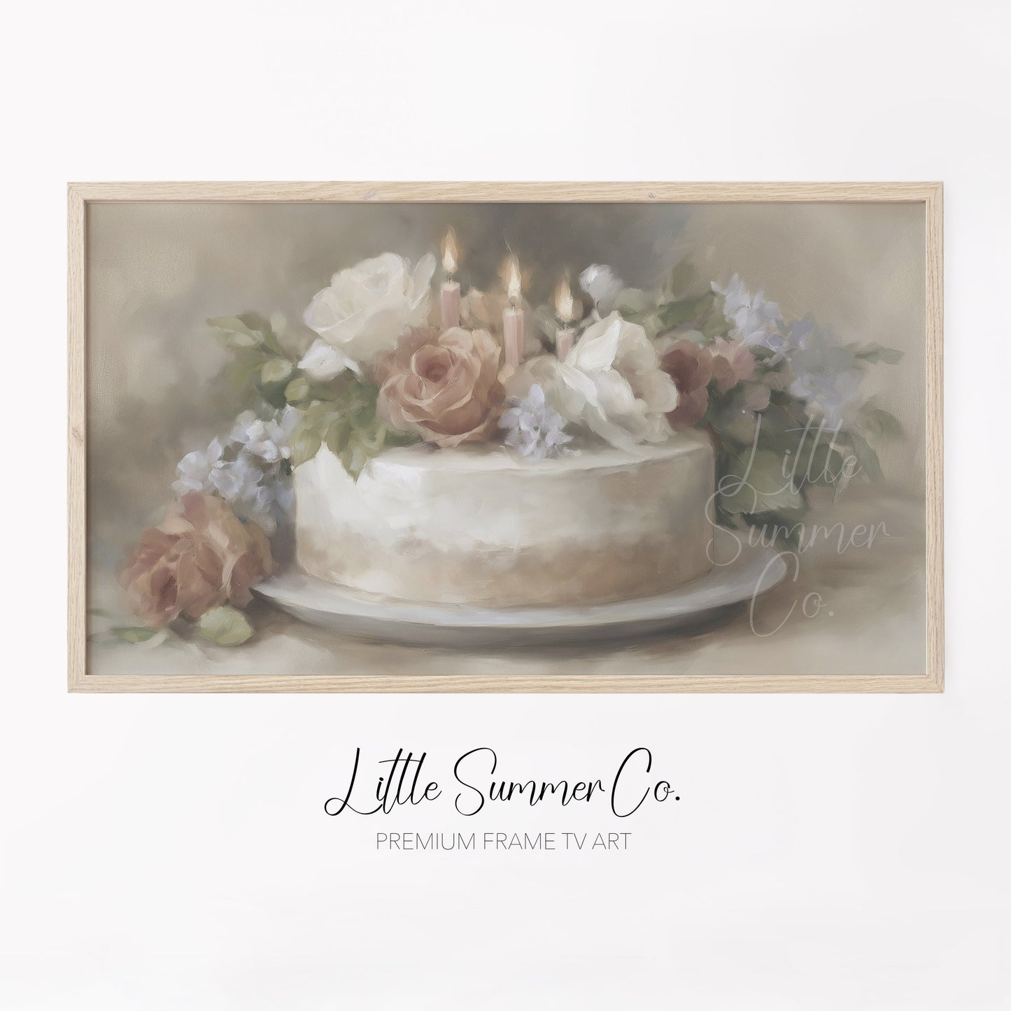 Floral Candle Cake Frame TV Art displayed on a TV