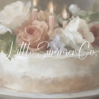 Floral Candle Cake Frame TV Art displayed on a TV