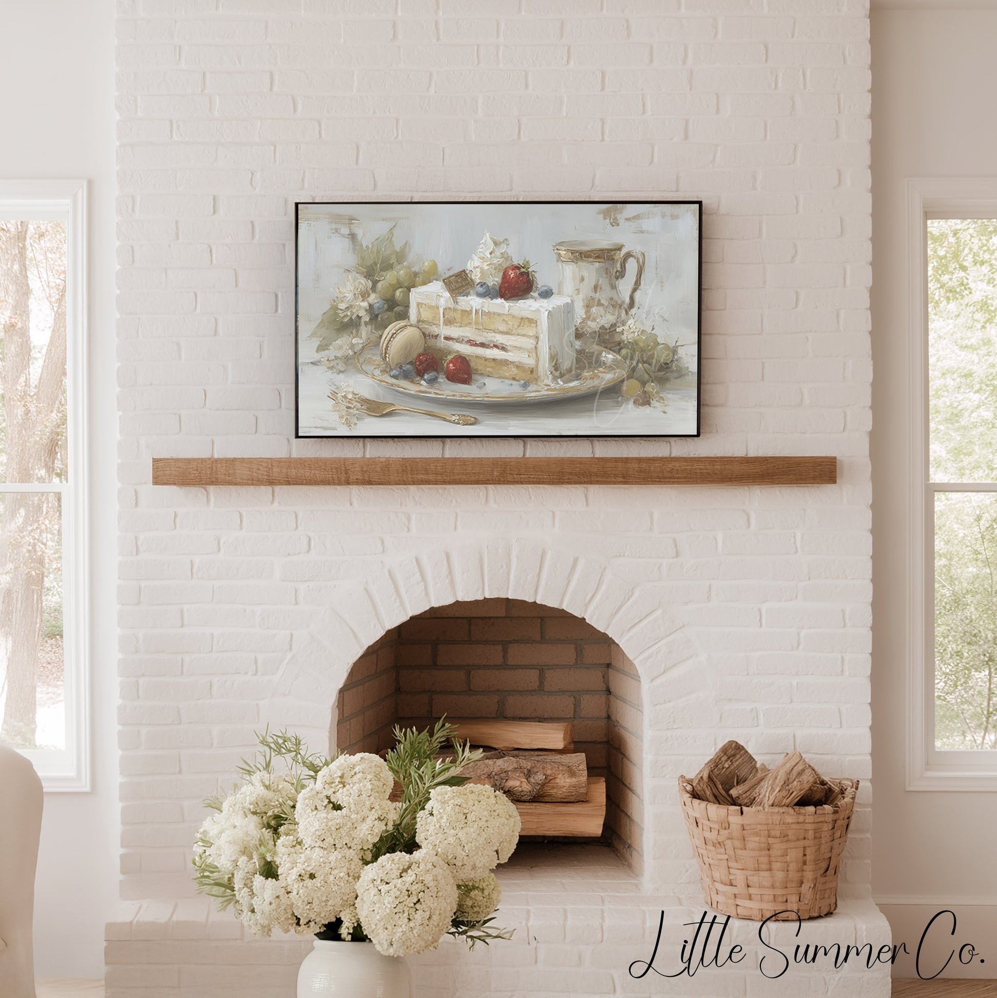 Berry Cake Slice Frame TV Art displayed on a TV