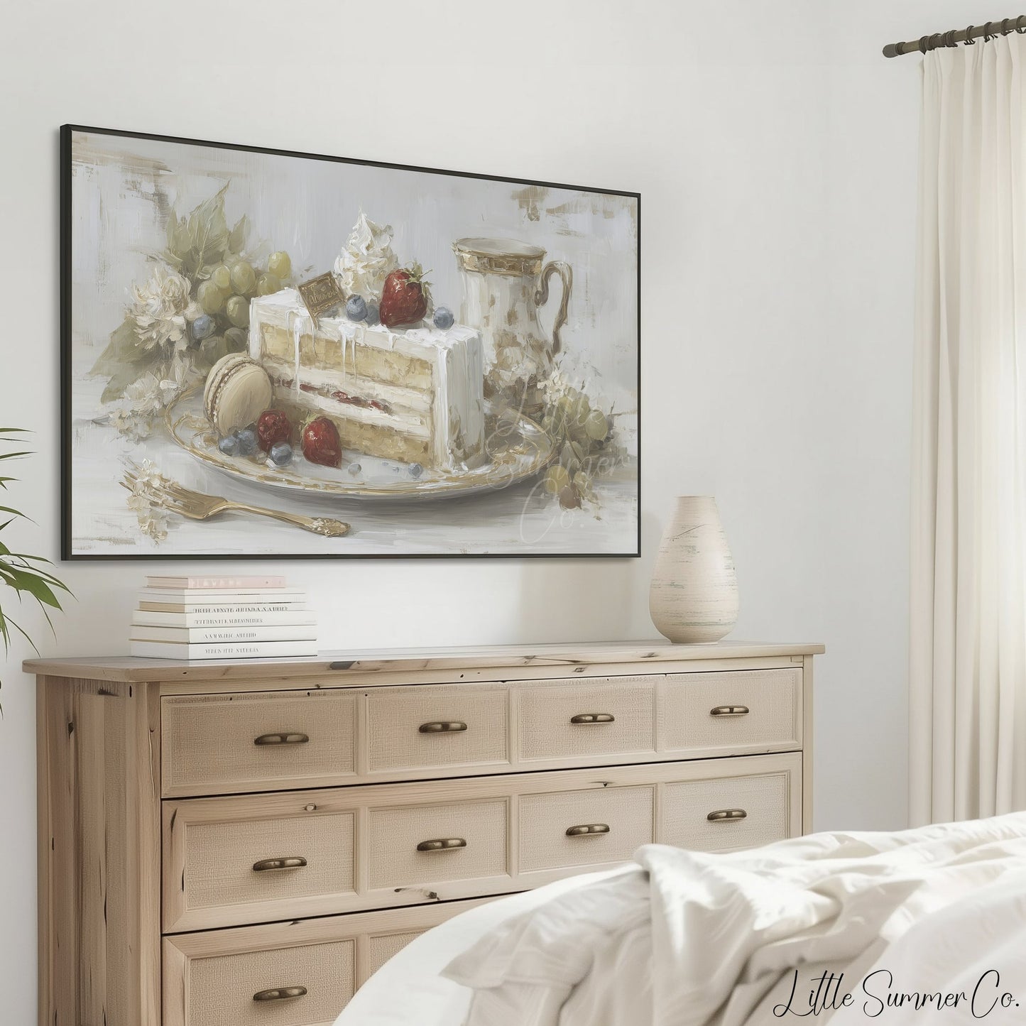 Berry Cake Slice Frame TV Art displayed on a TV