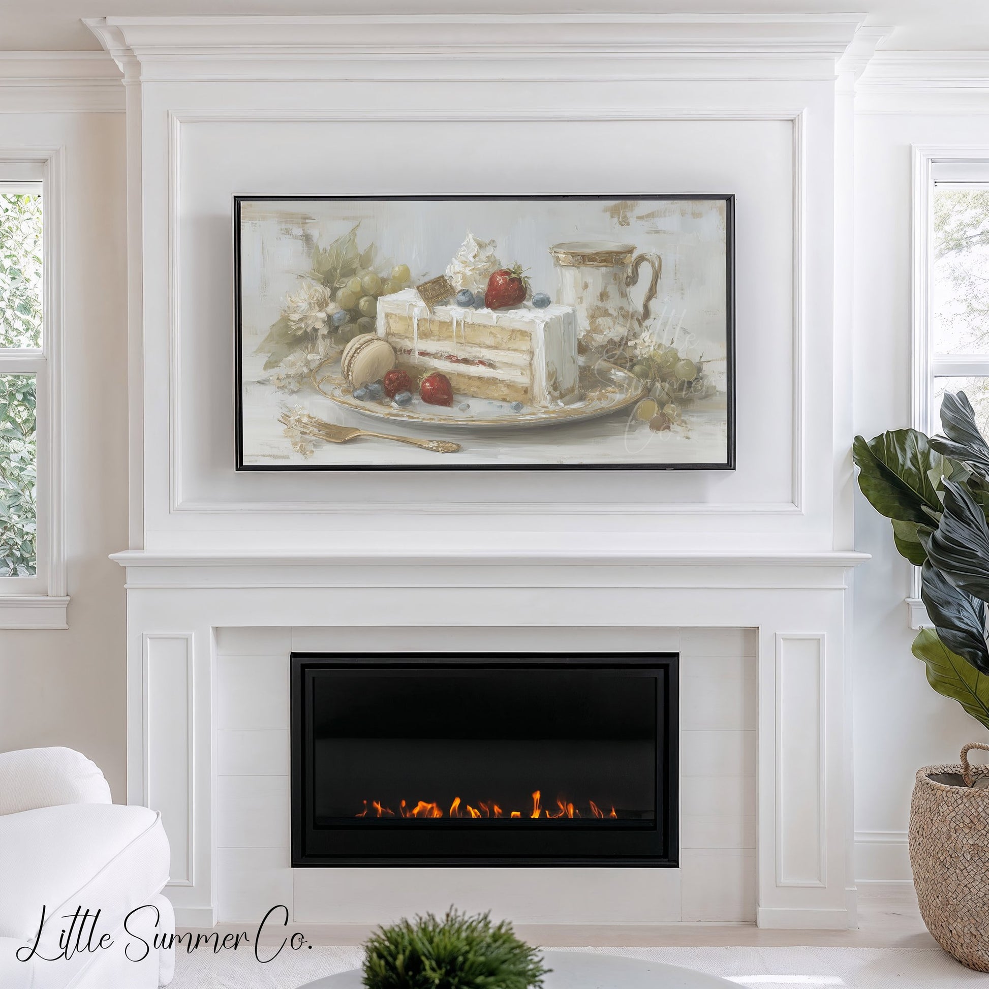 Berry Cake Slice Frame TV Art displayed on a TV