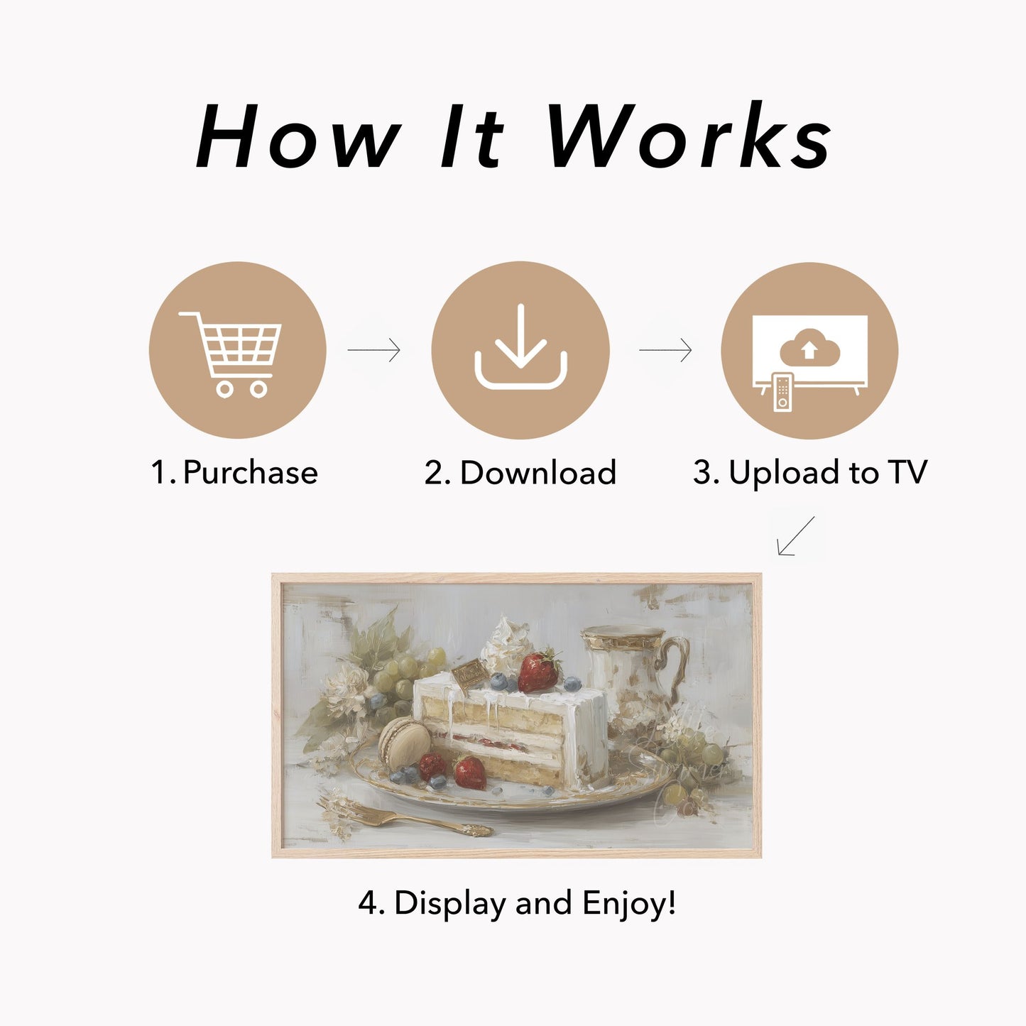 Berry Cake Slice Frame TV Art displayed on a TV