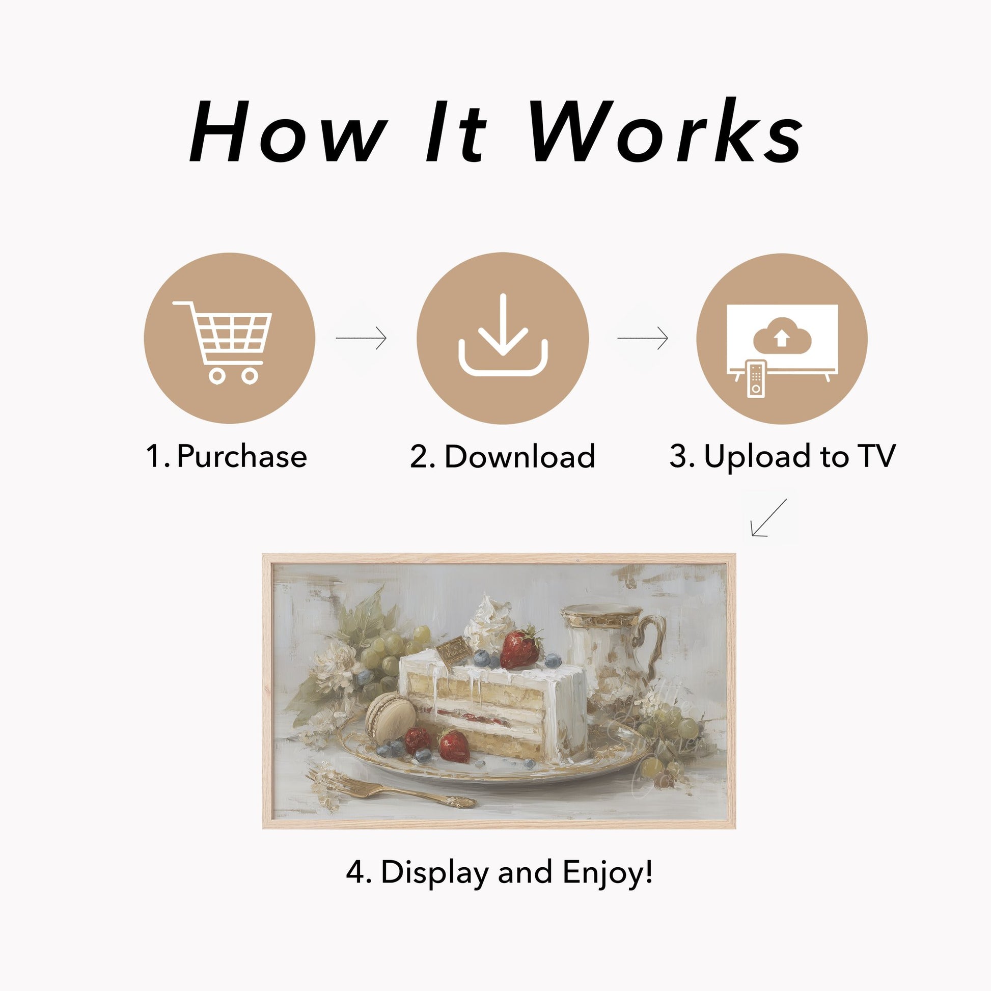 Berry Cake Slice Frame TV Art displayed on a TV