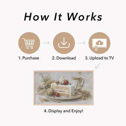 Berry Cake Slice Frame TV Art displayed on a TV