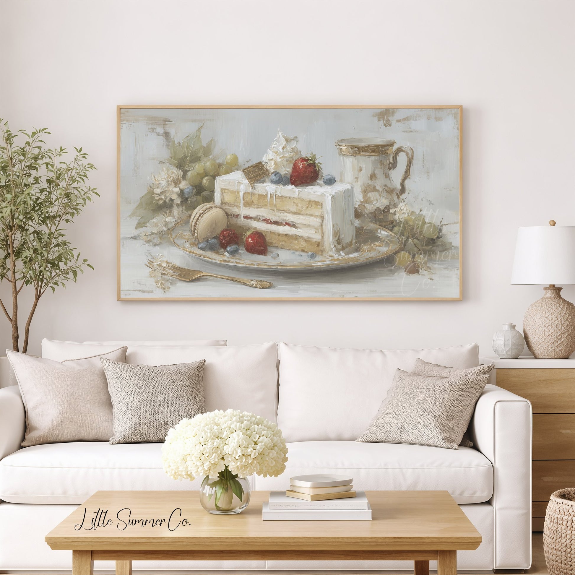 Berry Cake Slice Frame TV Art displayed on a TV