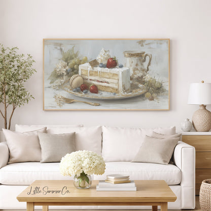 Berry Cake Slice Frame TV Art displayed on a TV