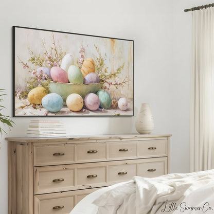Easter Eggs Blossom Bowl Frame TV Art displayed on a TV