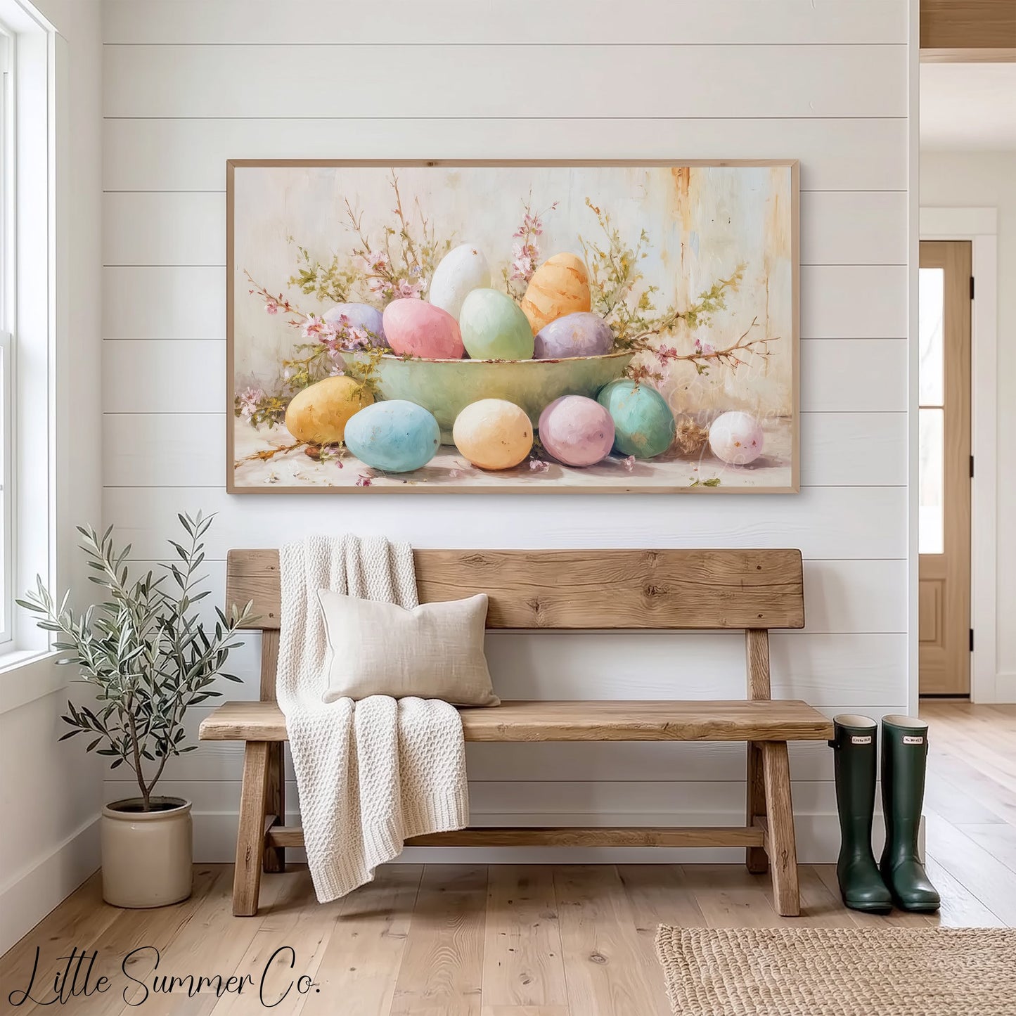 Easter Eggs Blossom Bowl Frame TV Art displayed on a TV