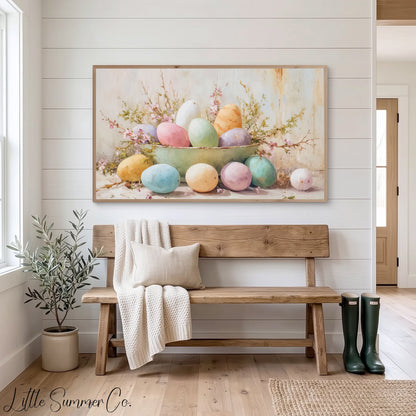 Easter Eggs Blossom Bowl Frame TV Art displayed on a TV