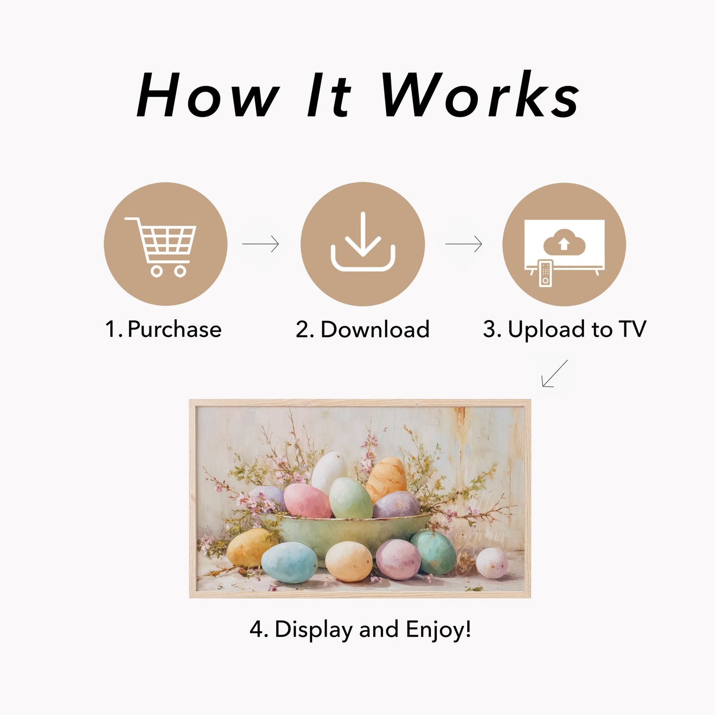 Easter Eggs Blossom Bowl Frame TV Art displayed on a TV