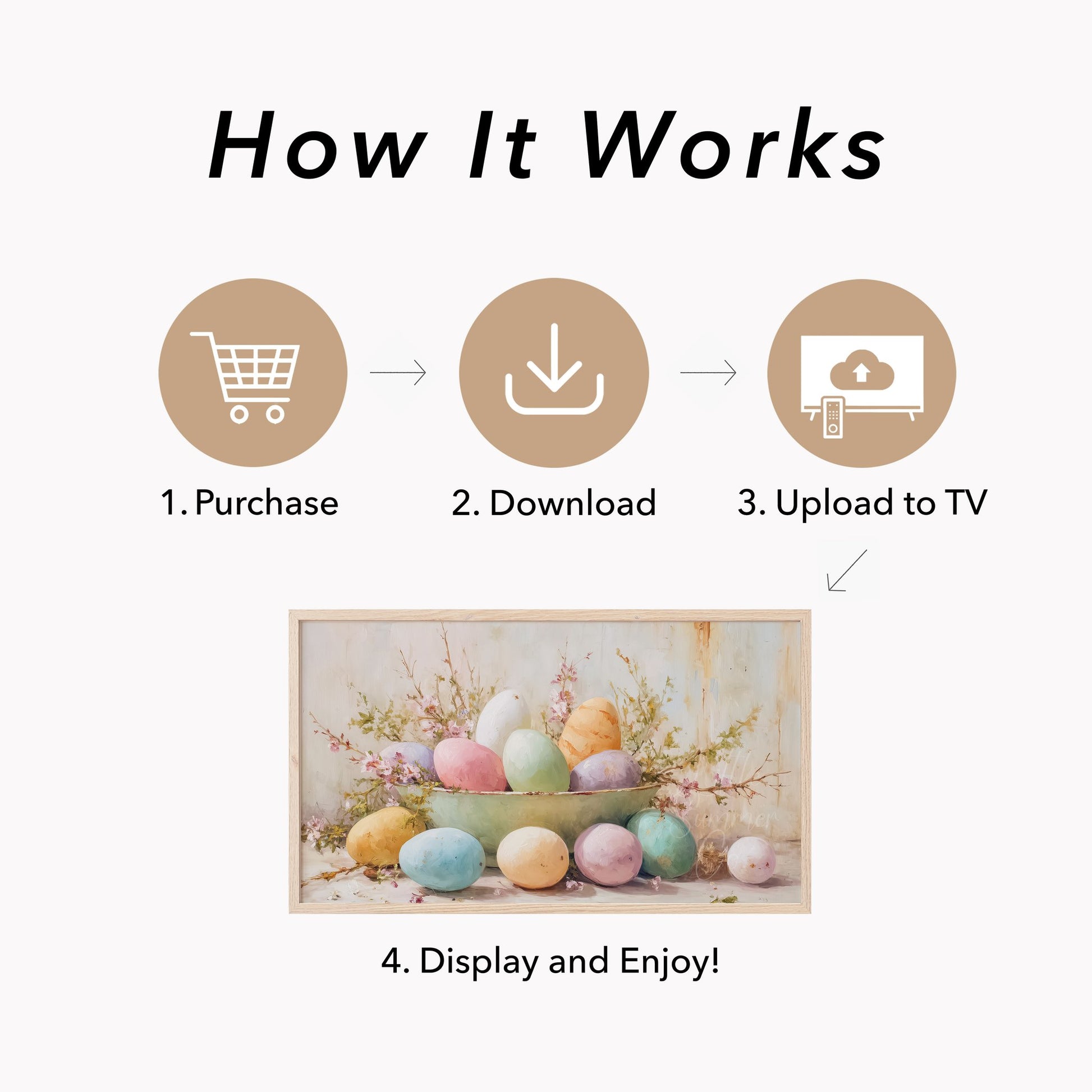 Easter Eggs Blossom Bowl Frame TV Art displayed on a TV