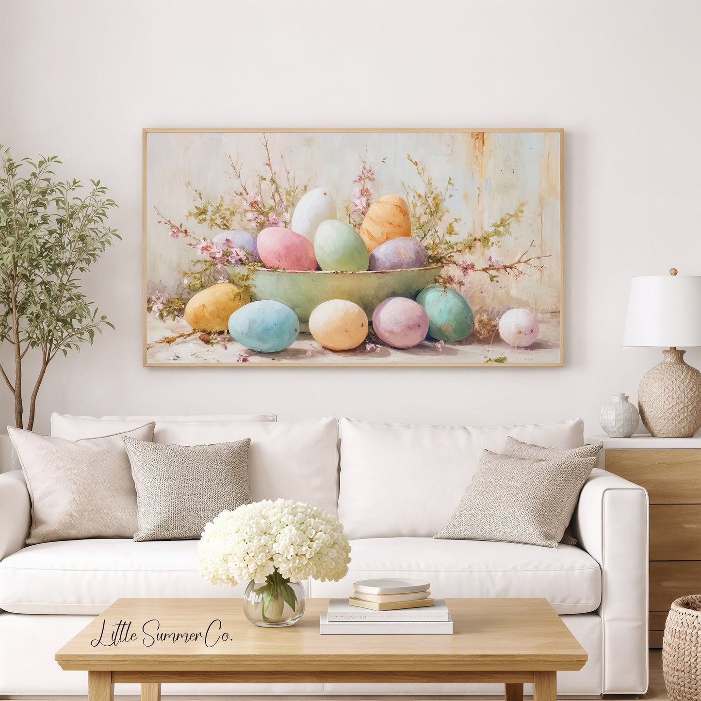 Easter Eggs Blossom Bowl Frame TV Art displayed on a TV