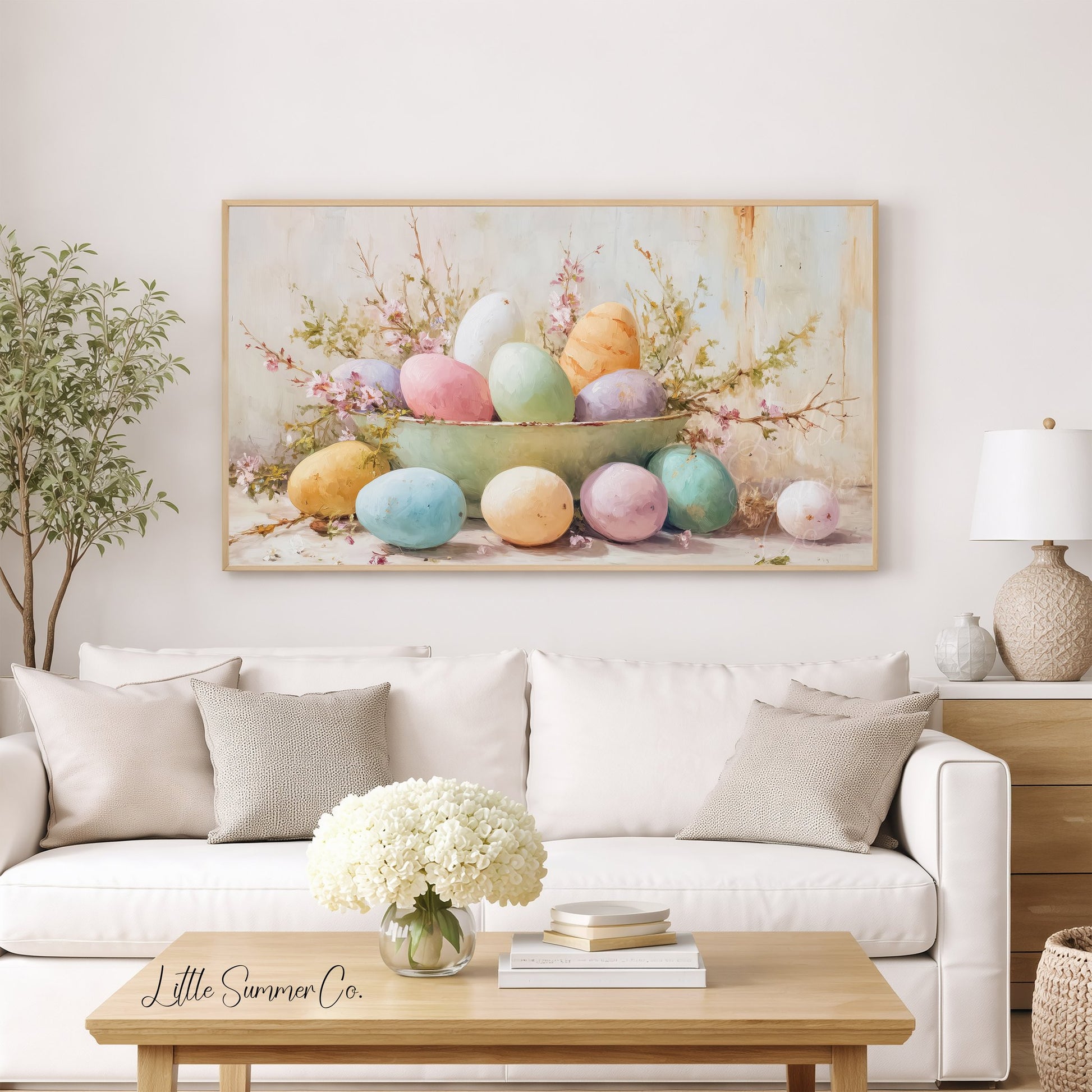 Easter Eggs Blossom Bowl Frame TV Art displayed on a TV