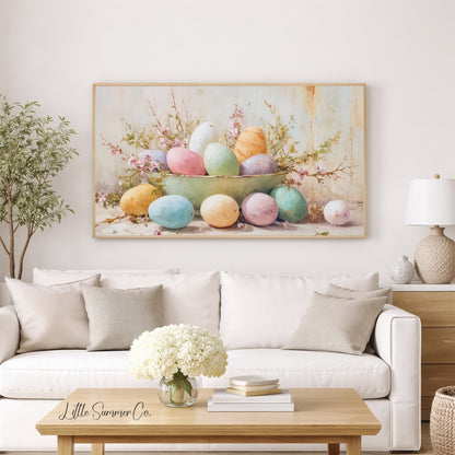 Easter Eggs Blossom Bowl Frame TV Art displayed on a TV