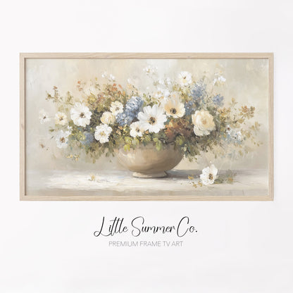 Wildflower Bowl Arrangement Frame TV Art displayed on a TV