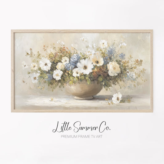 Wildflower Bowl Arrangement Frame TV Art displayed on a TV