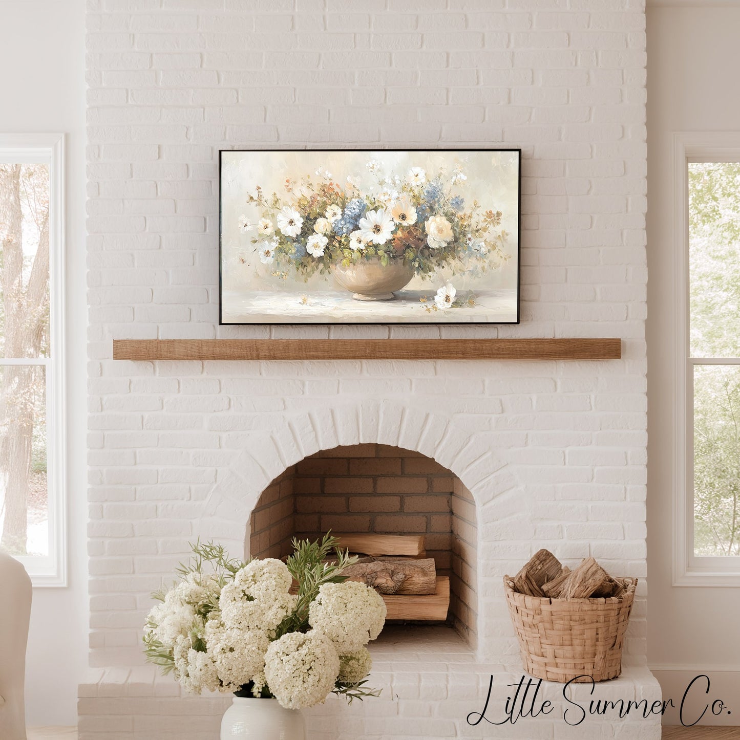 Wildflower Bowl Arrangement Frame TV Art displayed on a TV