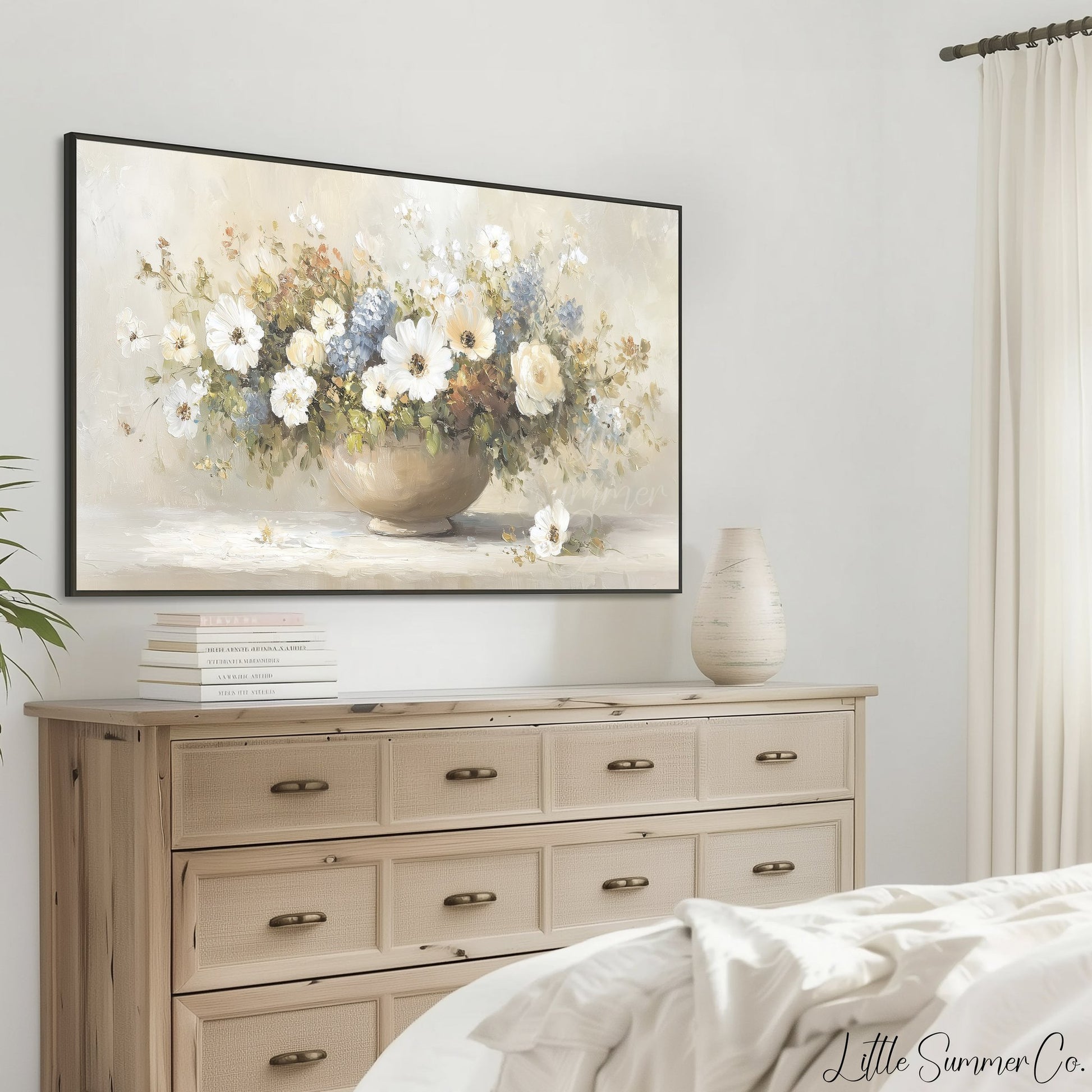 Wildflower Bowl Arrangement Frame TV Art displayed on a TV