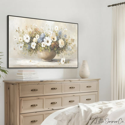 Wildflower Bowl Arrangement Frame TV Art displayed on a TV
