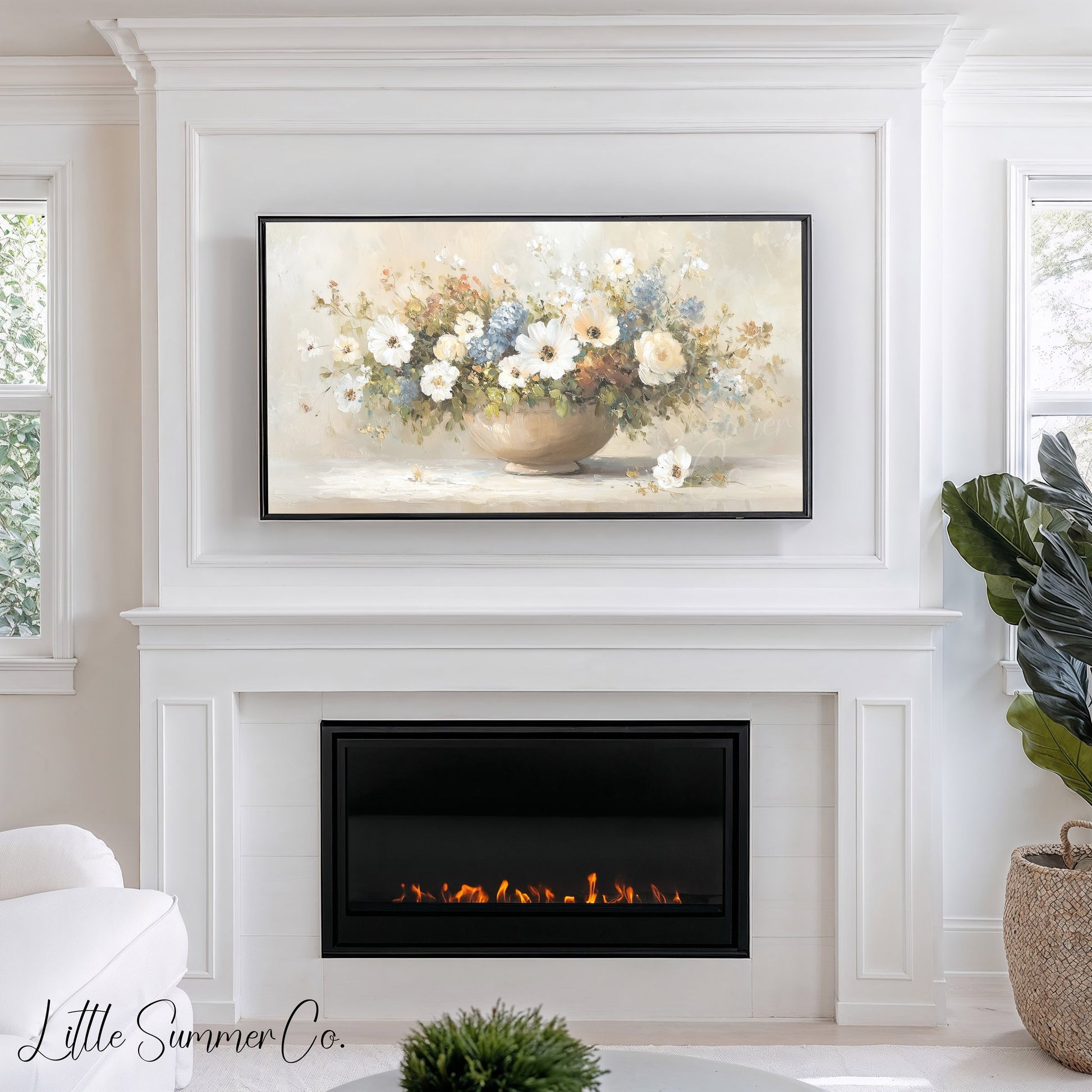 Wildflower Bowl Arrangement Frame TV Art displayed on a TV