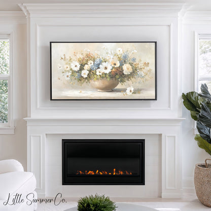 Wildflower Bowl Arrangement Frame TV Art displayed on a TV